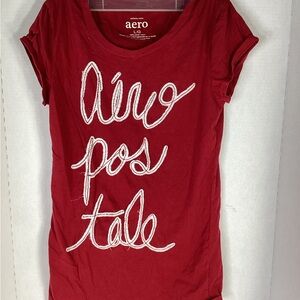 Aeropostale Juniors Red Script Tee size L